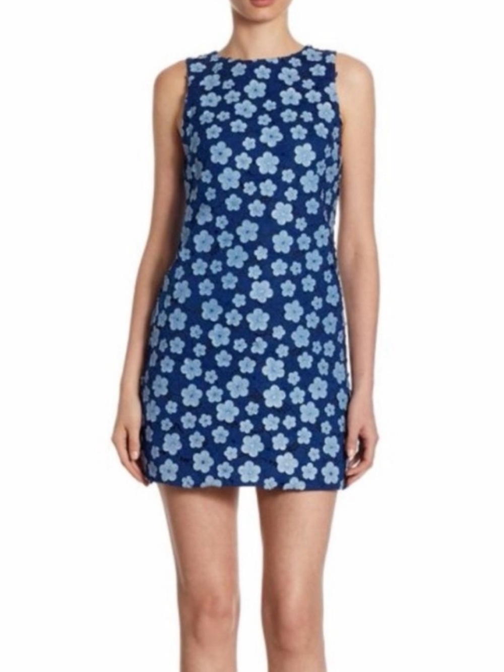 Alice + Olivia Clyde floral embroidered appliqué lace A-line shift dress size 8